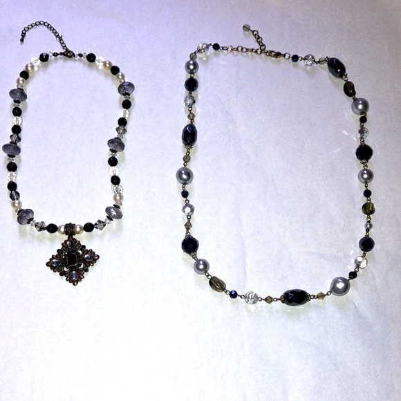 Black and Grey Necklace Lot - 2 Necklaces - Picture 1 of 10